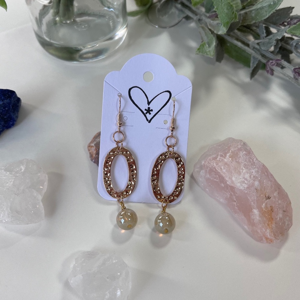 New Glass Bead Gold Dangle Earrings